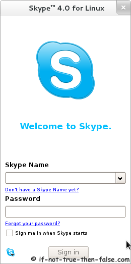 Skype 4.0 Linux login screen